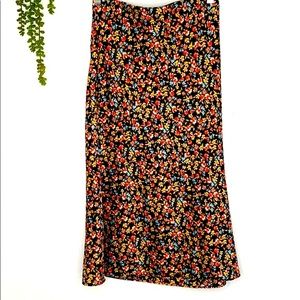 LOFT Silky Feel Midi Floral Skirt XS